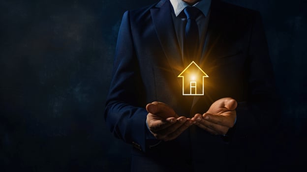 Real estate offer home ownership investment and protection icon presentation photo