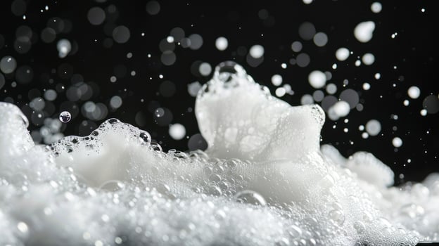 White foam close up with bokeh background texture photo
