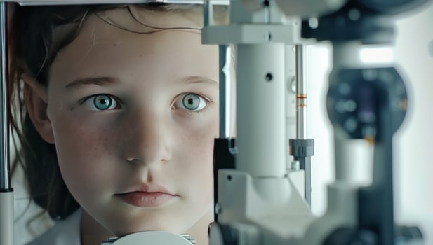 Eye examination medical checkup with diagnostic equipment young person healthcare photo