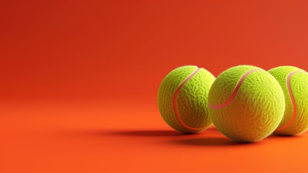 Tennis ball still life on orange background for sport and recreation photo