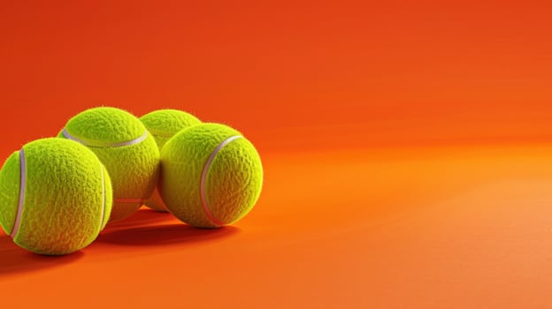 Tennis balls on orange gradient background for sports and active lifestyle photo