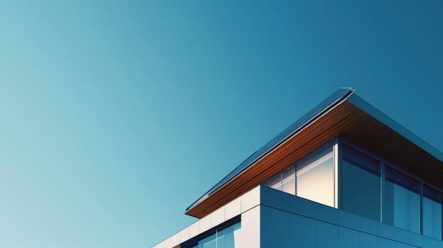 Modern building architecture exterior under blue sky photo