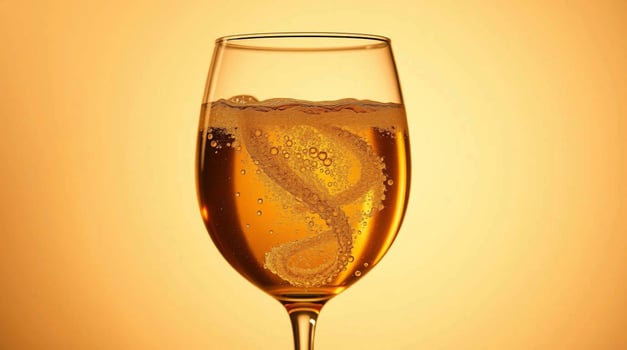 A glass of champagne with a swirl of bubbles photo