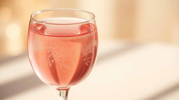 Closeup of Pink Sparkling Wine in Elegant Glassware Beverages photo