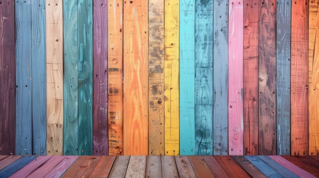 Colorful wood plank texture background with vertical stripes photo