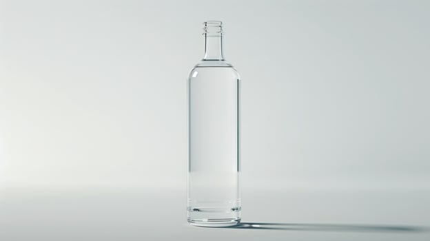 Glass bottle with clear liquid simple minimalist presentation photo