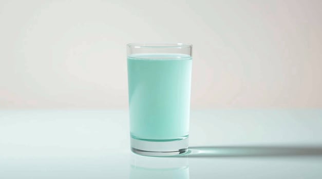 A glass of water with a blue liquid in it photo