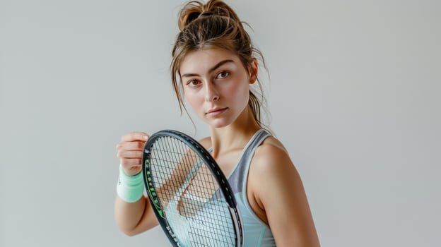 Woman with tennis racket sport fitness activity photo
