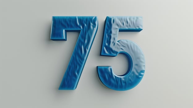Stylized blue number 75 on white background cool graphic photo
