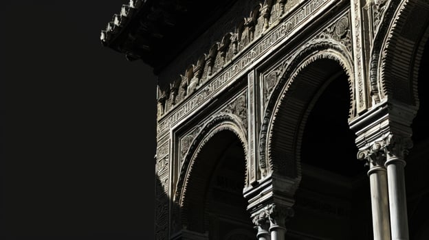 Detailed carved stone archway architecture with columns photo