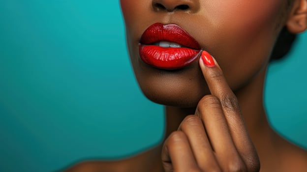 Red lipstick beauty portrait glamour cosmetics close up photo