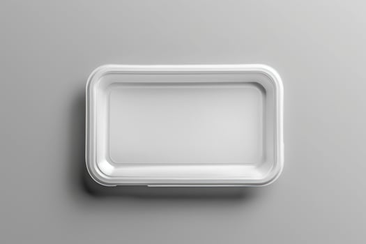 Minimalist white food container on neutral background clean product packaging photo