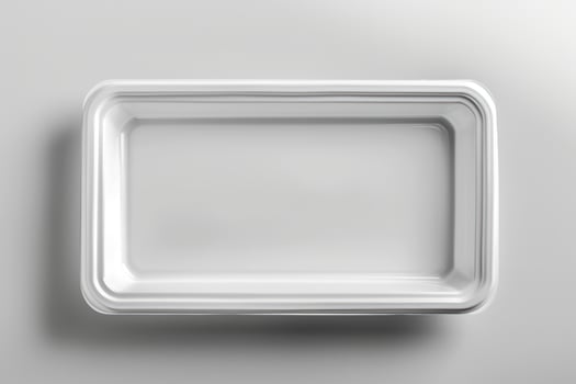 Rectangular clear plastic container overhead studio mockup photo