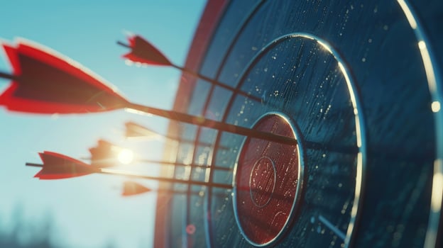 Arrows hit bullseye target achievement goal photo