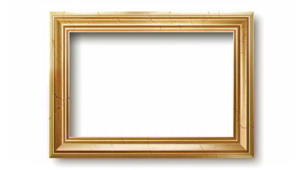 Elegant empty gold picture frame for art display against white background photo