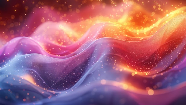 Colorful abstract flowing wave background with particles photo