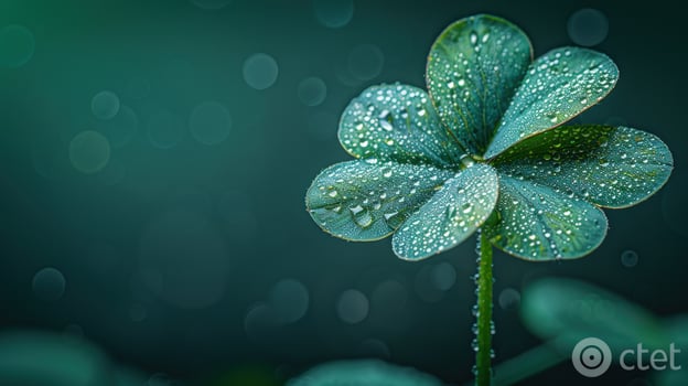 Four leaf clover with dewdrops nature background photo