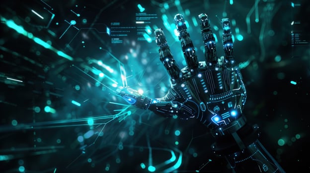 Artificial intelligence robotic hand technology interface digital innovation photo