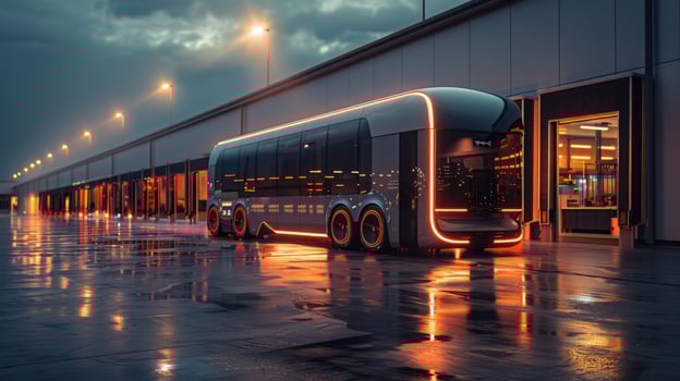 Futuristic bus technology concept urban mobility design photo