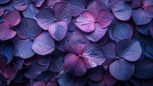 Purple hydrangea flower petals close up floral pattern background photo