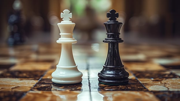 Chess game kings face off on strategy board photo