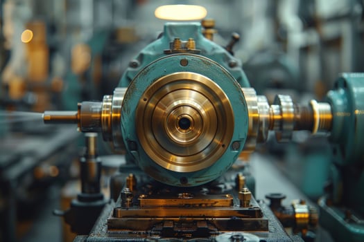 Industrial machine metallic components precision mechanics photo