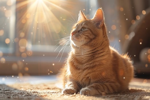 Orange tabby cat sunlight indoor pet photo