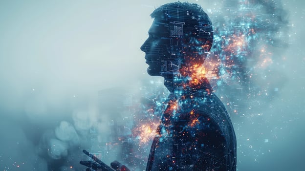 Human digital transformation artificial intelligence technology concept photo