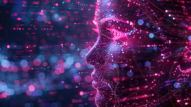 Artificial intelligence digital face abstract futuristic technology concept photo