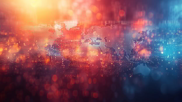 Abstract world map digital network global communication technology concept photo