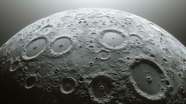 Lunar surface detail crater landscape of celestial satellite body photo