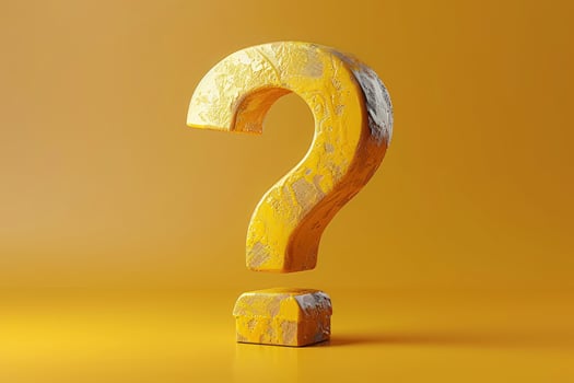 Textured question mark symbol on golden background concept photo