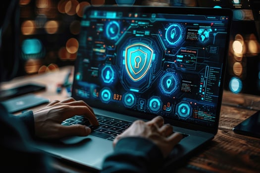 Cybersecurity technology interface on laptop screen photo