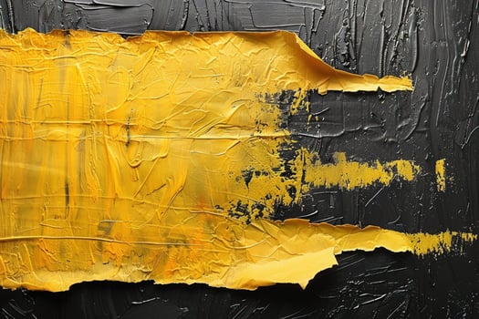 Abstract yellow and black painting with bold textures and contrasting colors photo