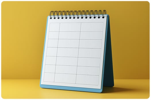 Blank calendar on yellow background for planning and scheduling photo