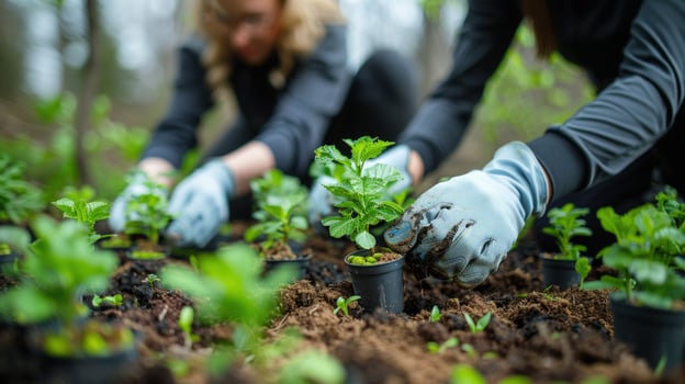 Planting seedlings for a greener future horticulture and environmental conservation photo