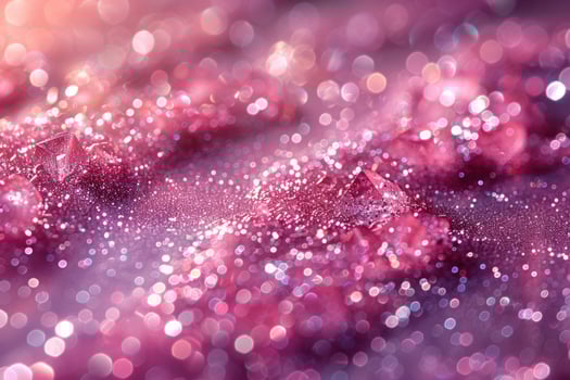 Glittering crystals and sparkling particles on textured background in pink and lavender tones photo