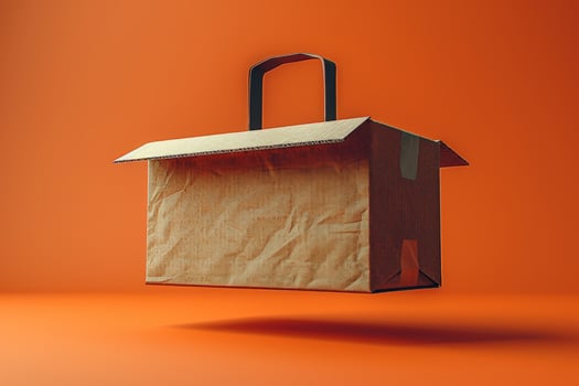 Cardboard box open with handle package delivery concept photo