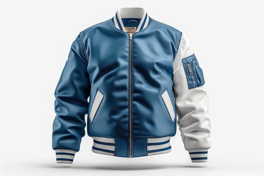 Blue and white jacket isolated fashion apparel design mockup template photo