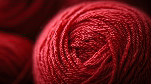 Closeup of a red ball of yarn. photo