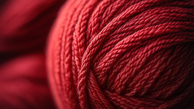 Closeup of a ball of deep red yarn. photo