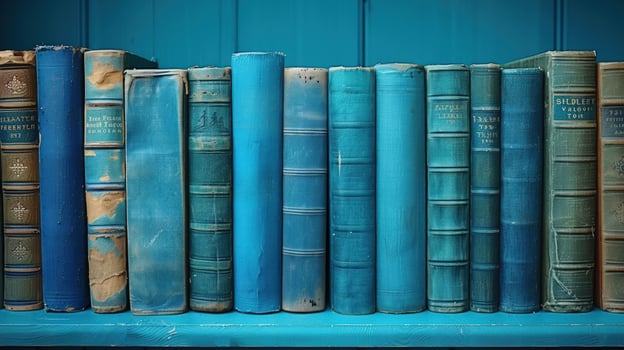 Collection of antique books on shelf knowledge and education photo