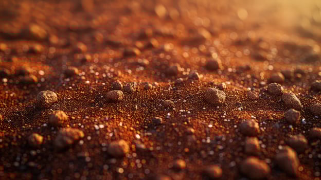 Textured ground surface with rocks and fine particles outdoor environment close up photo