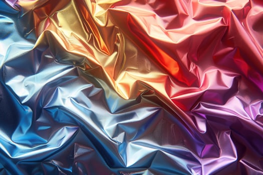 Vibrant gradient fabric texture background with smooth reflective folds photo