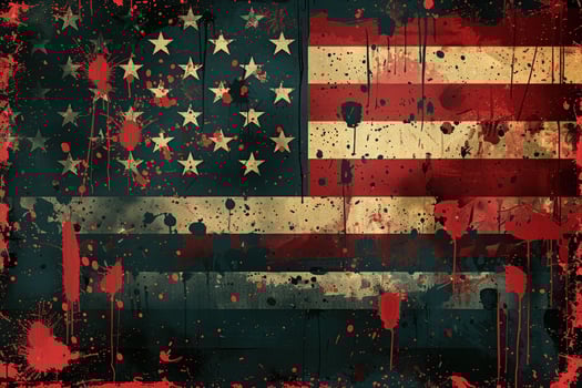 Grunge style national flag with red splatter texture abstract background photo