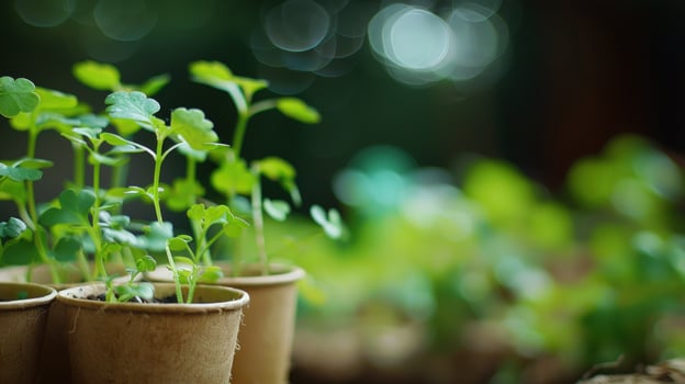 Young plant seedling sprout in pot growth concept photo