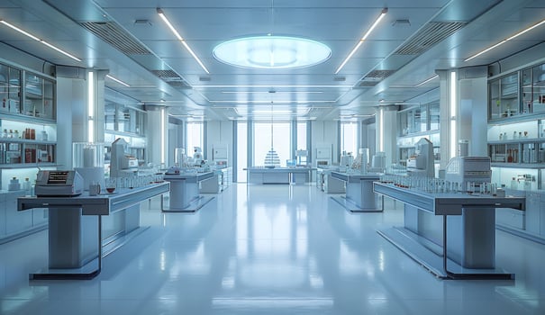 Modern laboratory interior for science and medical research photo