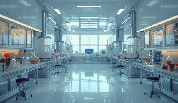 Modern science laboratory interior for research and experimentation photo