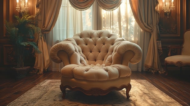Luxurious beige armchair in an elegant room interior design photo