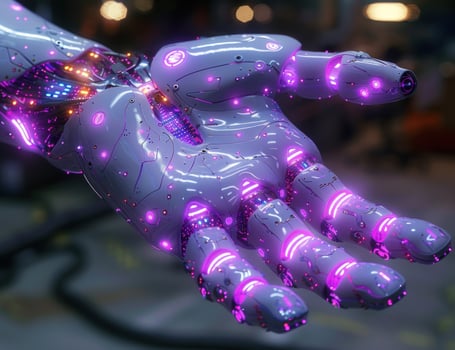 Futuristic robotic hand automation technology and artificial intelligence concept photo